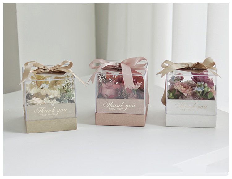 Square Acrylic Transparent Gift Box For DIY Preserved Flower