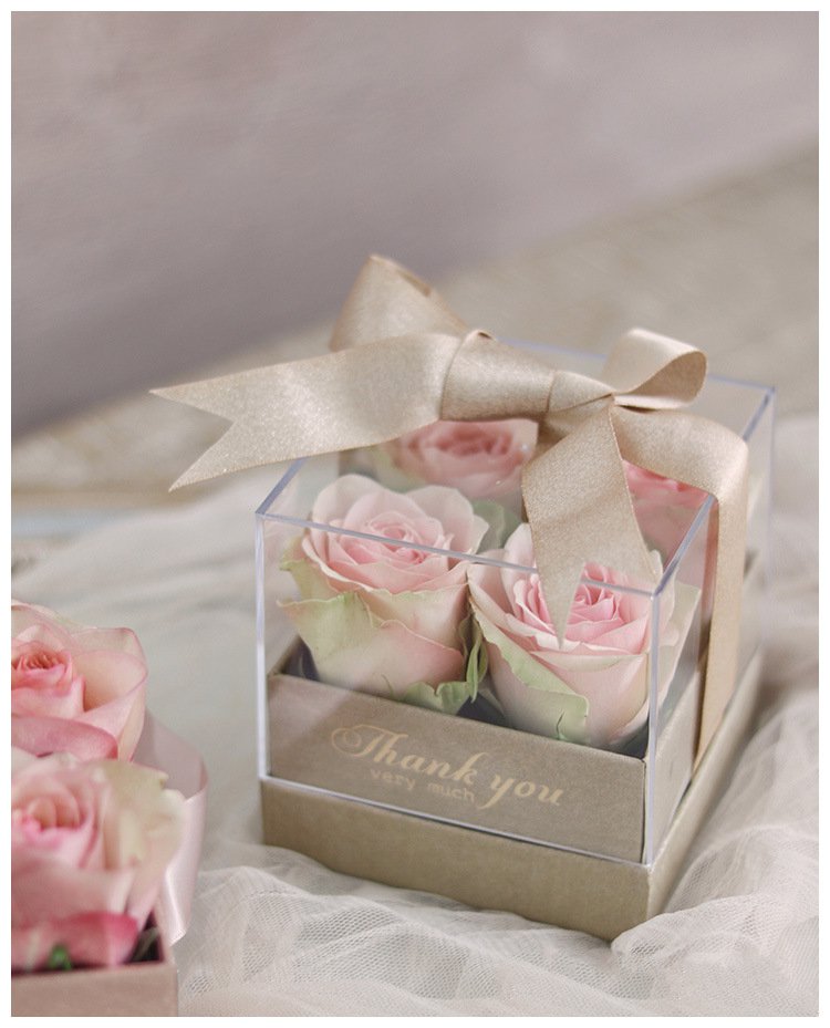Square Acrylic Transparent Gift Box For DIY Preserved Flower