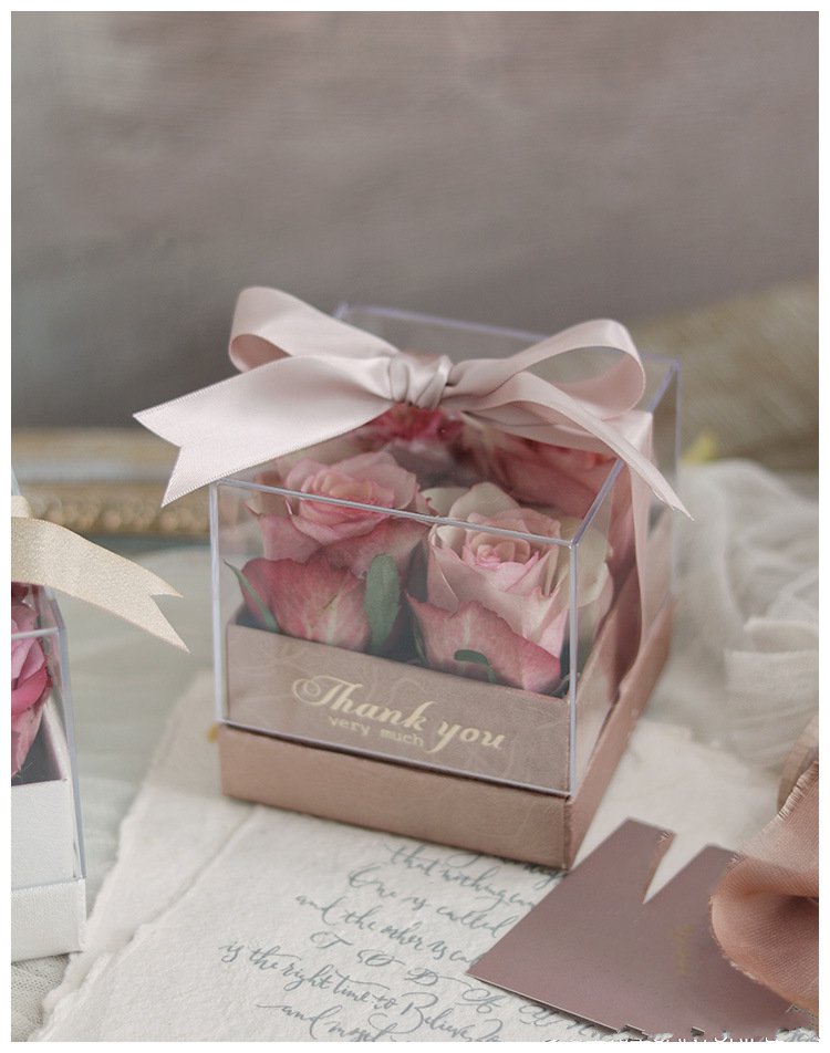 Square Acrylic Transparent Gift Box For DIY Preserved Flower