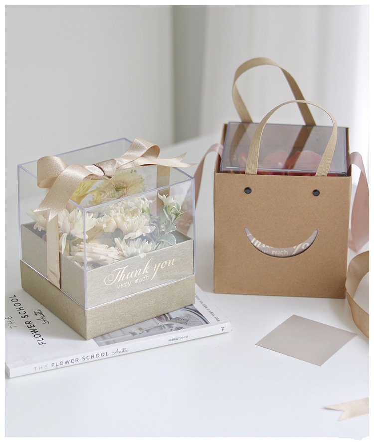 Square Acrylic Transparent Gift Box For DIY Preserved Flower
