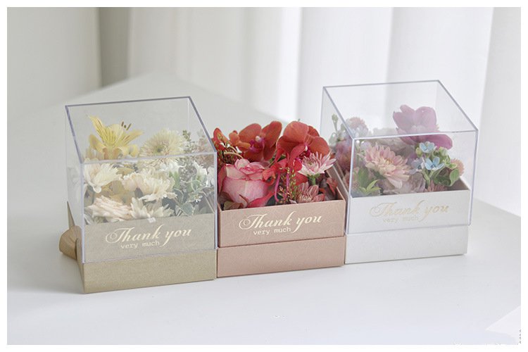 Square Acrylic Transparent Gift Box For DIY Preserved Flower