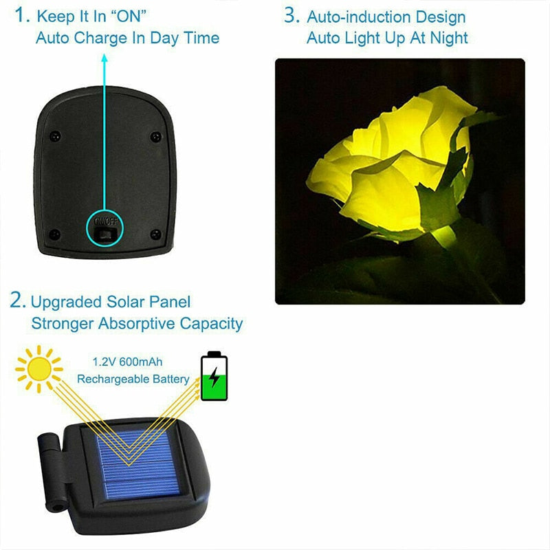 Solar Rose Light For Garden Decoration