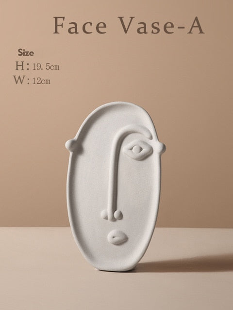 Ceramic Face Vase with a Nordic Minimalism Creative Face