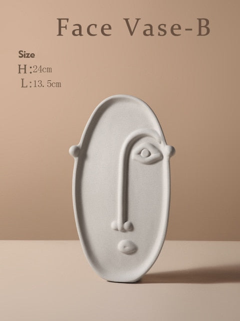Ceramic Face Vase with a Nordic Minimalism Creative Face