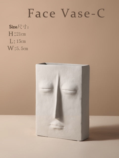Ceramic Face Vase with a Nordic Minimalism Creative Face