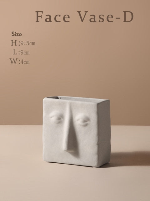 Ceramic Face Vase with a Nordic Minimalism Creative Face