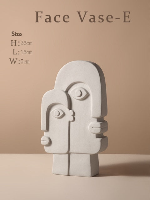 Ceramic Face Vase with a Nordic Minimalism Creative Face