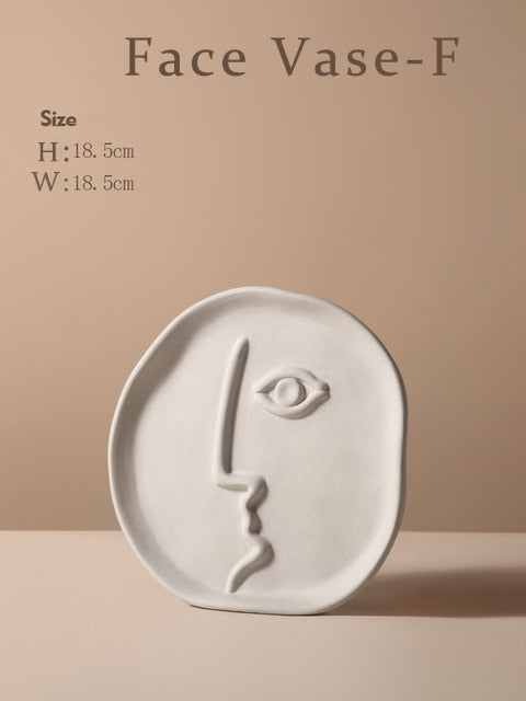Ceramic Face Vase with a Nordic Minimalism Creative Face