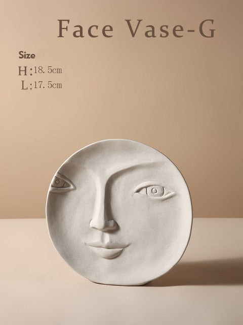 Ceramic Face Vase with a Nordic Minimalism Creative Face