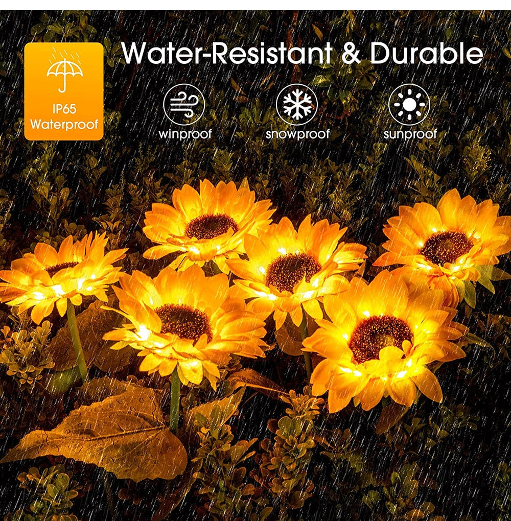 Solar Sunflower LED Light For Your Garden Decoration - Pack of 2