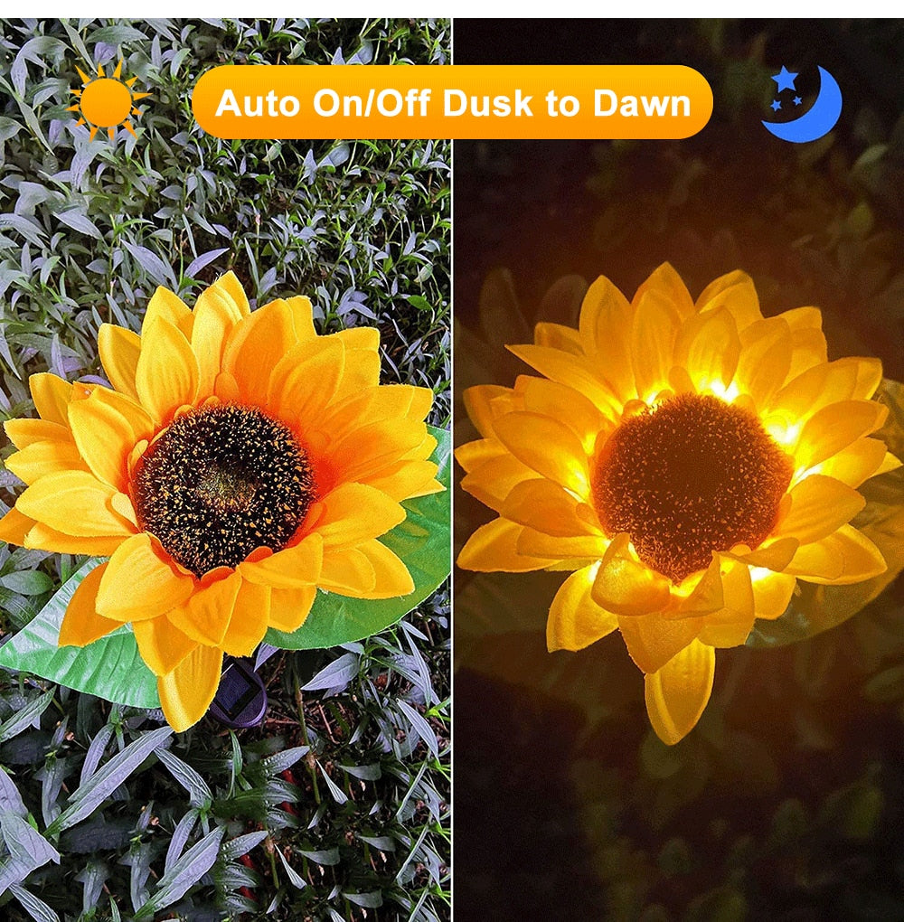 Solar Sunflower LED Light For Your Garden Decoration - Pack of 2