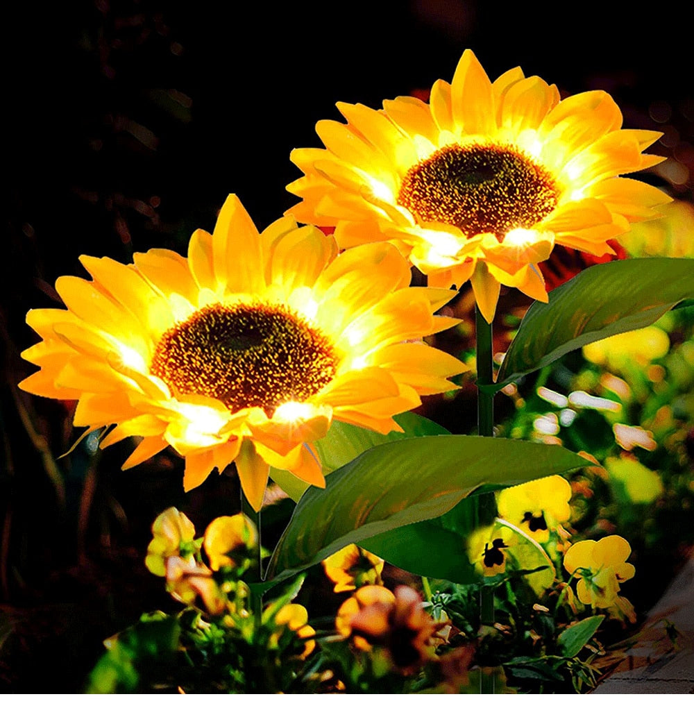 Solar Sunflower LED Light For Your Garden Decoration - Pack of 2