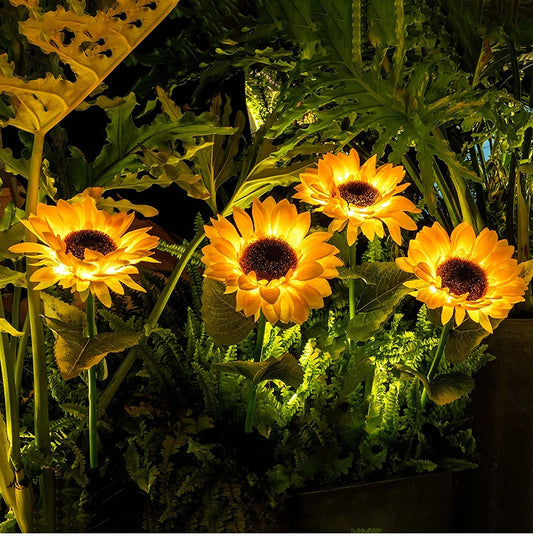 Solar Sunflower LED Light For Your Garden Decoration - Pack of 2