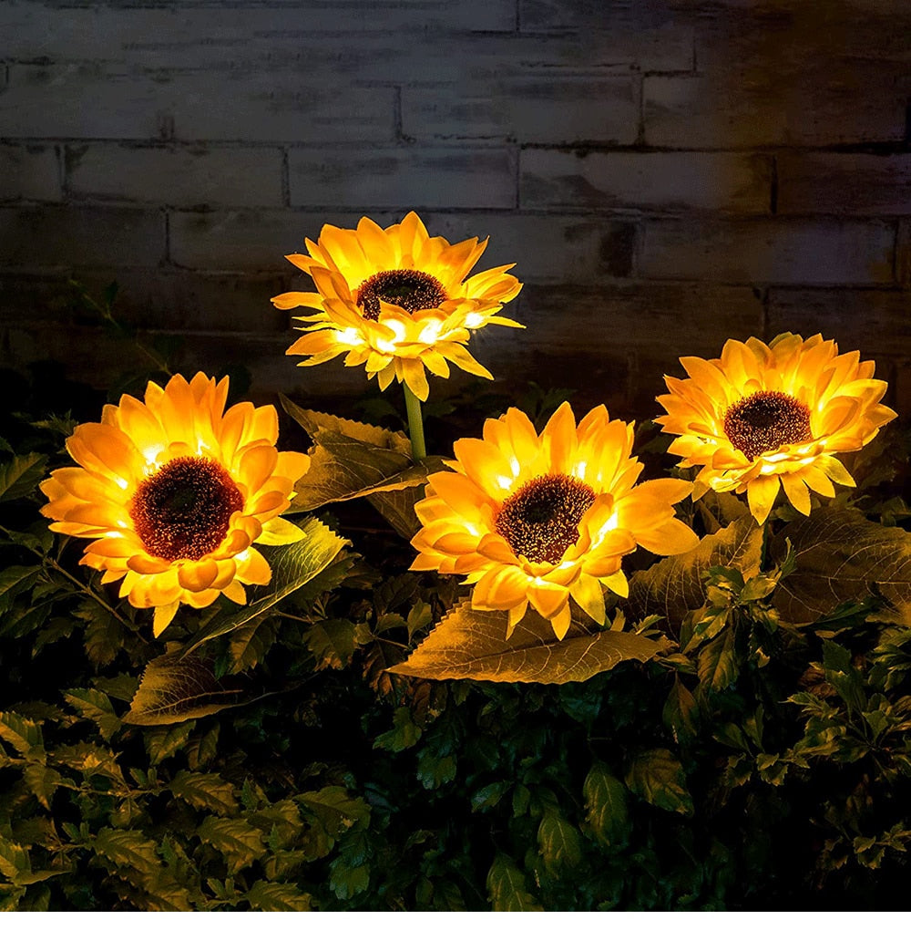 Solar Sunflower LED Light For Your Garden Decoration - Pack of 2
