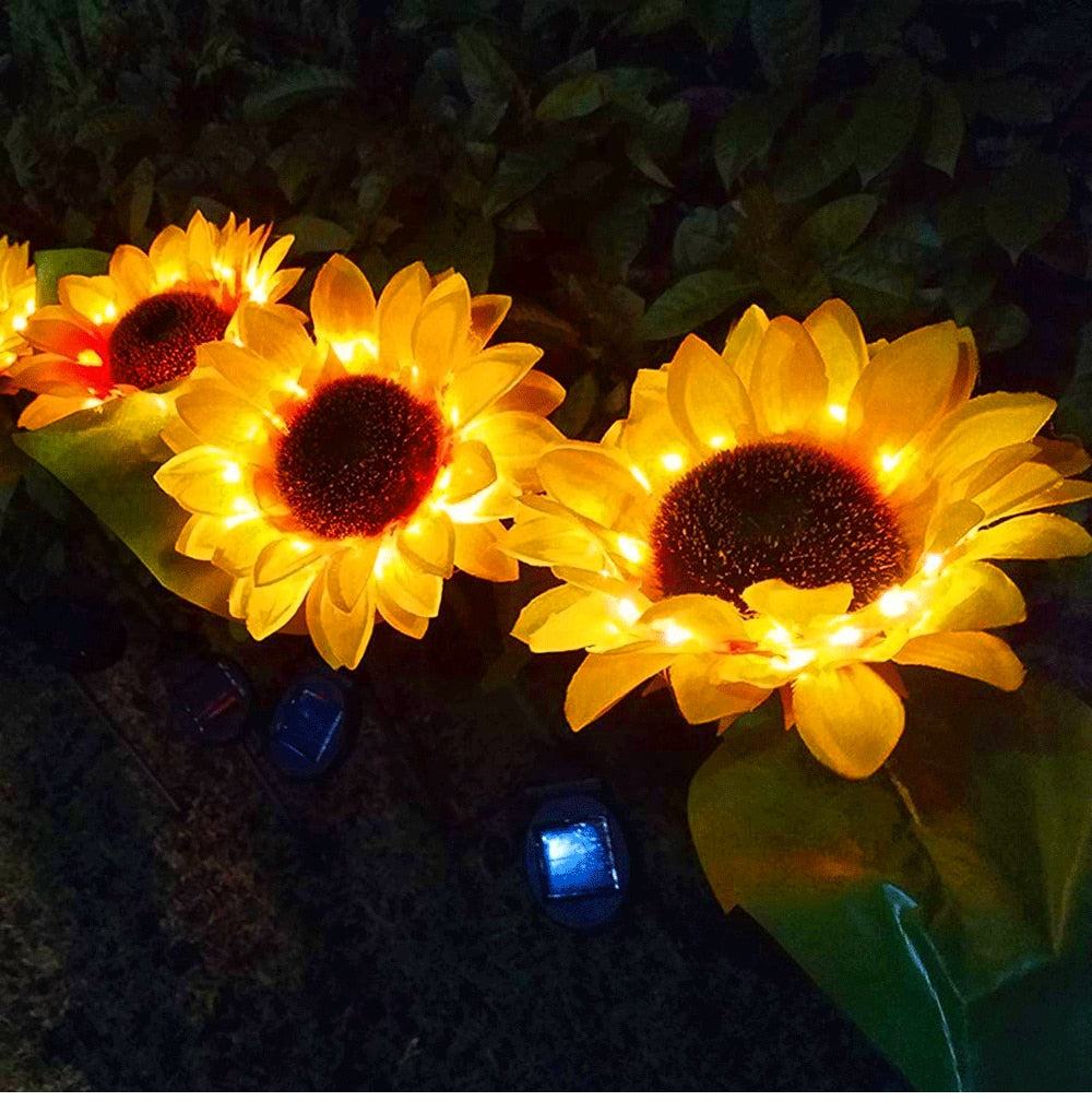 Solar Sunflower LED Light For Your Garden Decoration - Pack of 2