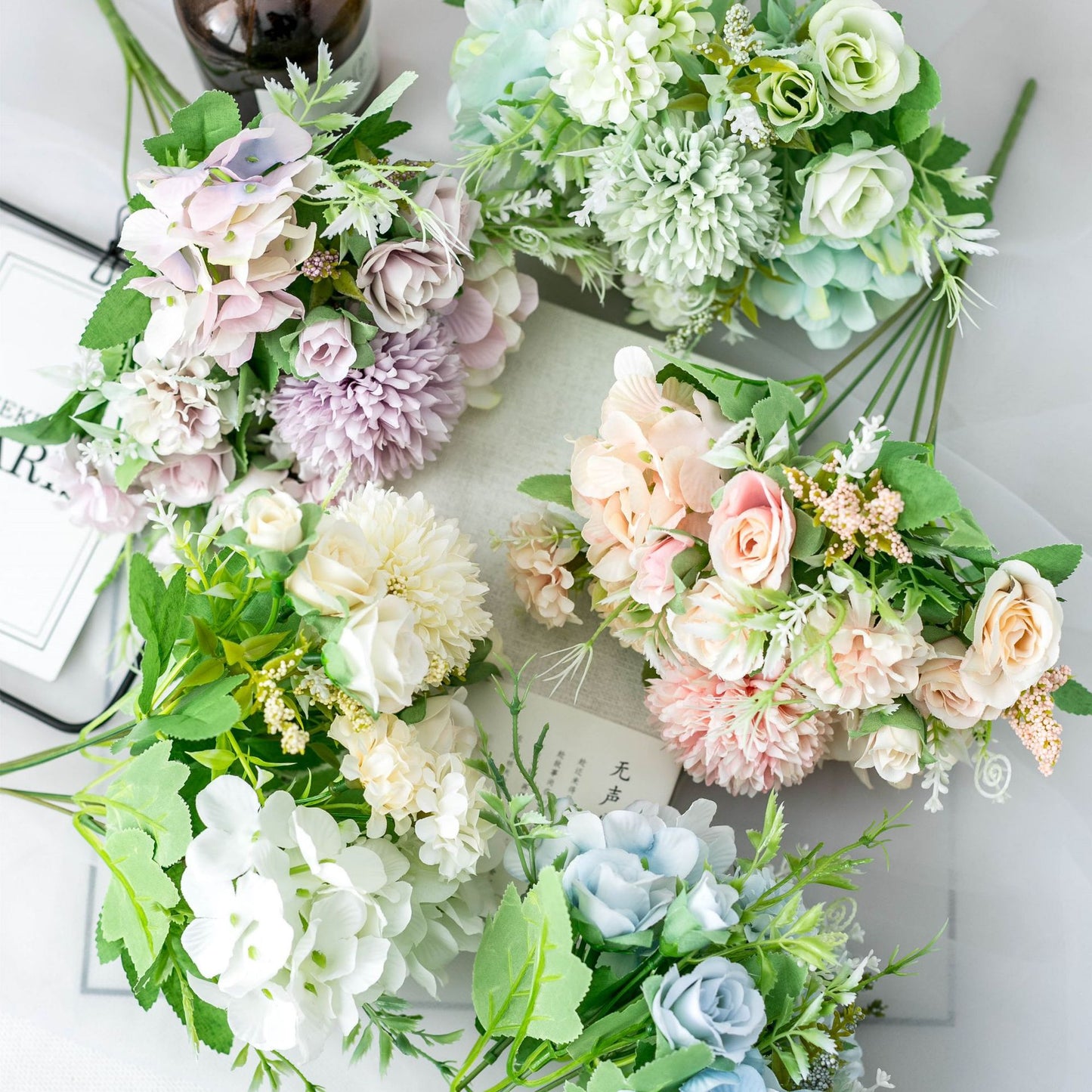 Artificial Silk Flowers Rose Bouquet Arrangement For Living Room Indoor Decoration And Wedding