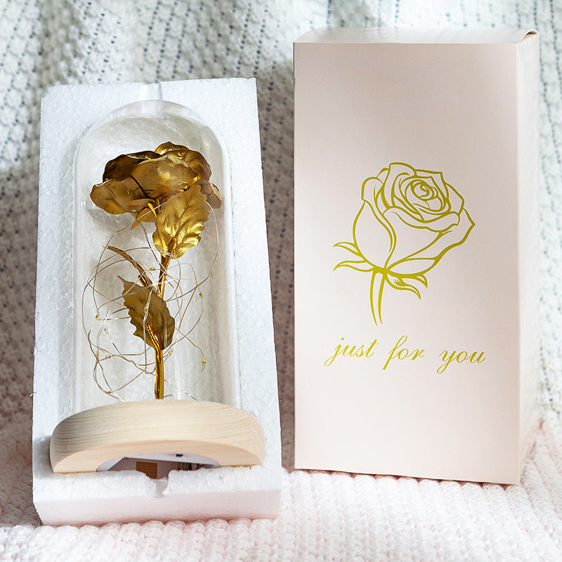 Forever Flower with 24K Gold Gilded Rose