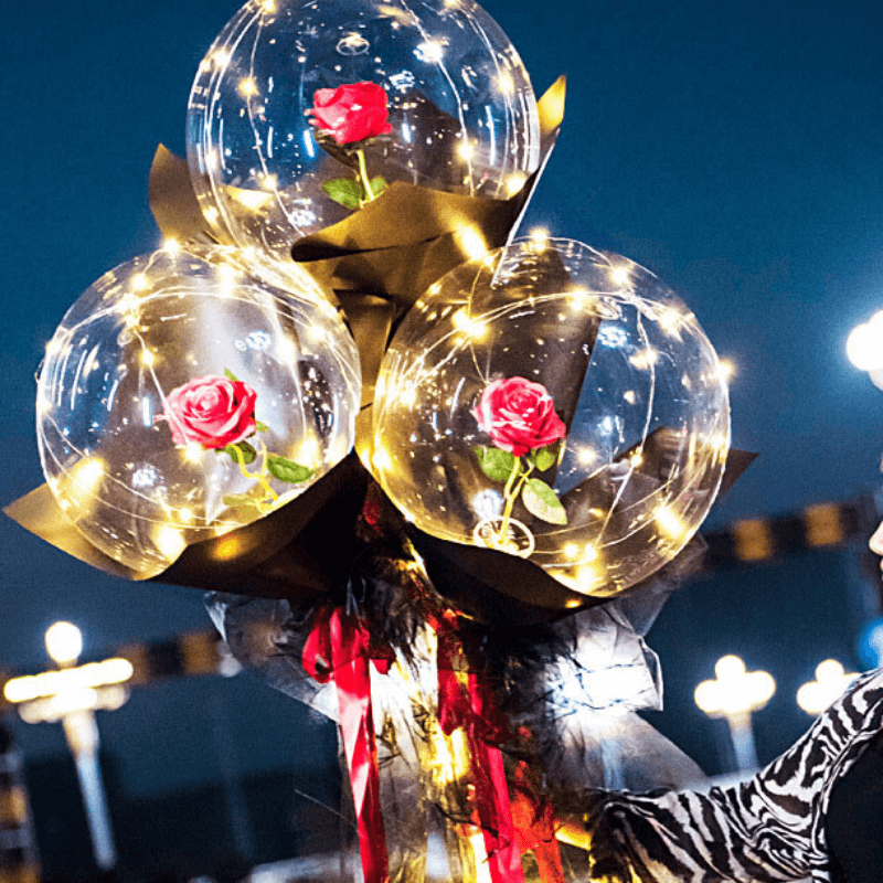 Balloon Flower Rose Bouquet - Flower in Balloon for Gift and Home Decoration