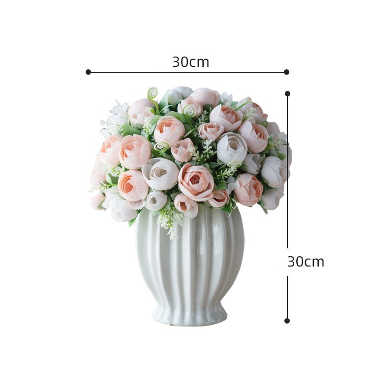Elegant Rose Series - Artificial Silk Rose Bouquet Arrangement For Living Room And Indoor Decoratio