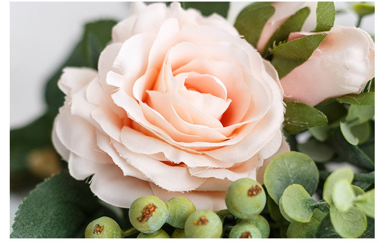 Rose Envy Series - Artificial Silk Rose Bouquet Arrangement For Living Room Indoor Decoration And Wedding