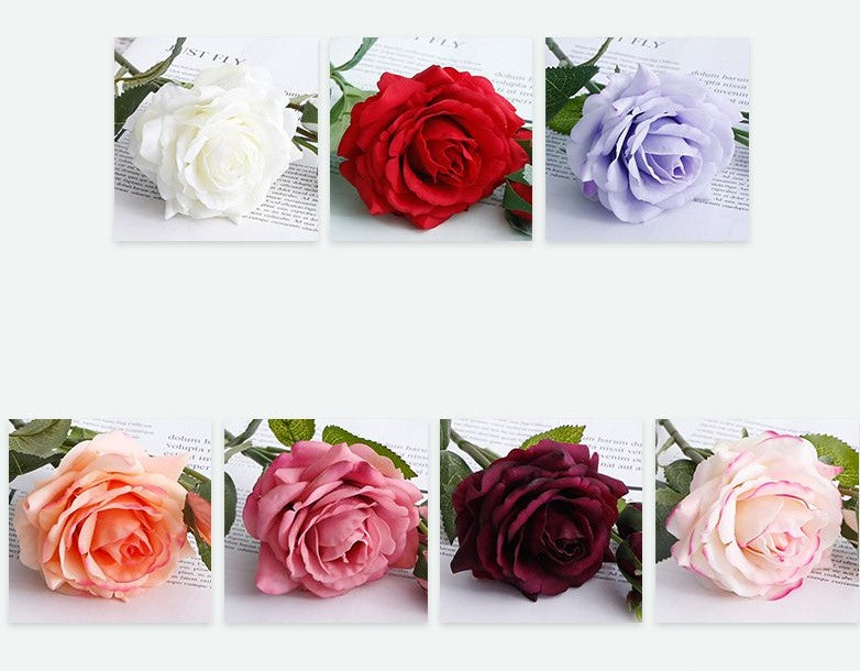 Real Touch Artificial 3 Heads Rose For Living Room Indoor Decoration And Wedding