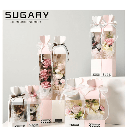MEONFY Flower Paper Gift Box, Bouquet Bags Flower Box with metal chain Gift  Case, Flower Boxes for Arrangements, Portable Flower Boxes Wrapping