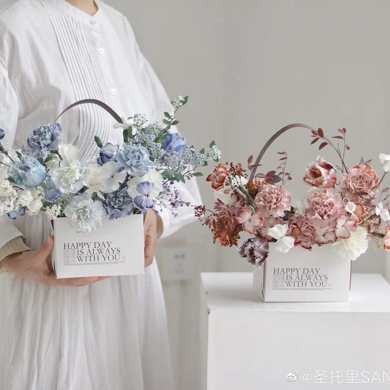 Double Side Handheld Kraft Paper Flower Gift Basket