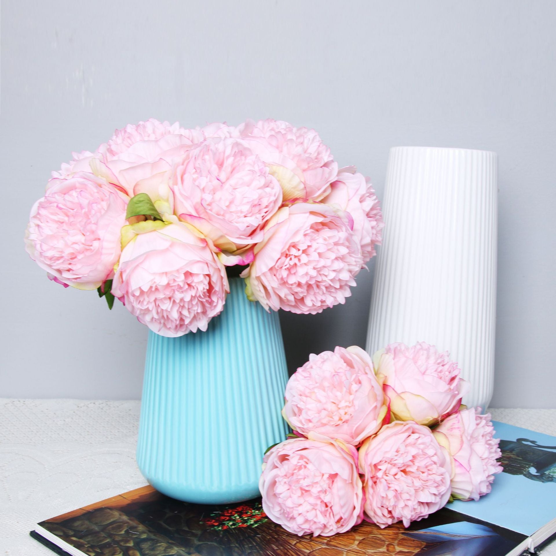 peony plant indoor Artificial 5 Heads Peony For Living Room Indoor Decoration And Wedding