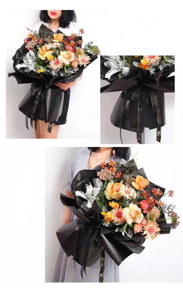  Rikyo 20 Counts Vintage Black Fresh Flowers Wrapping