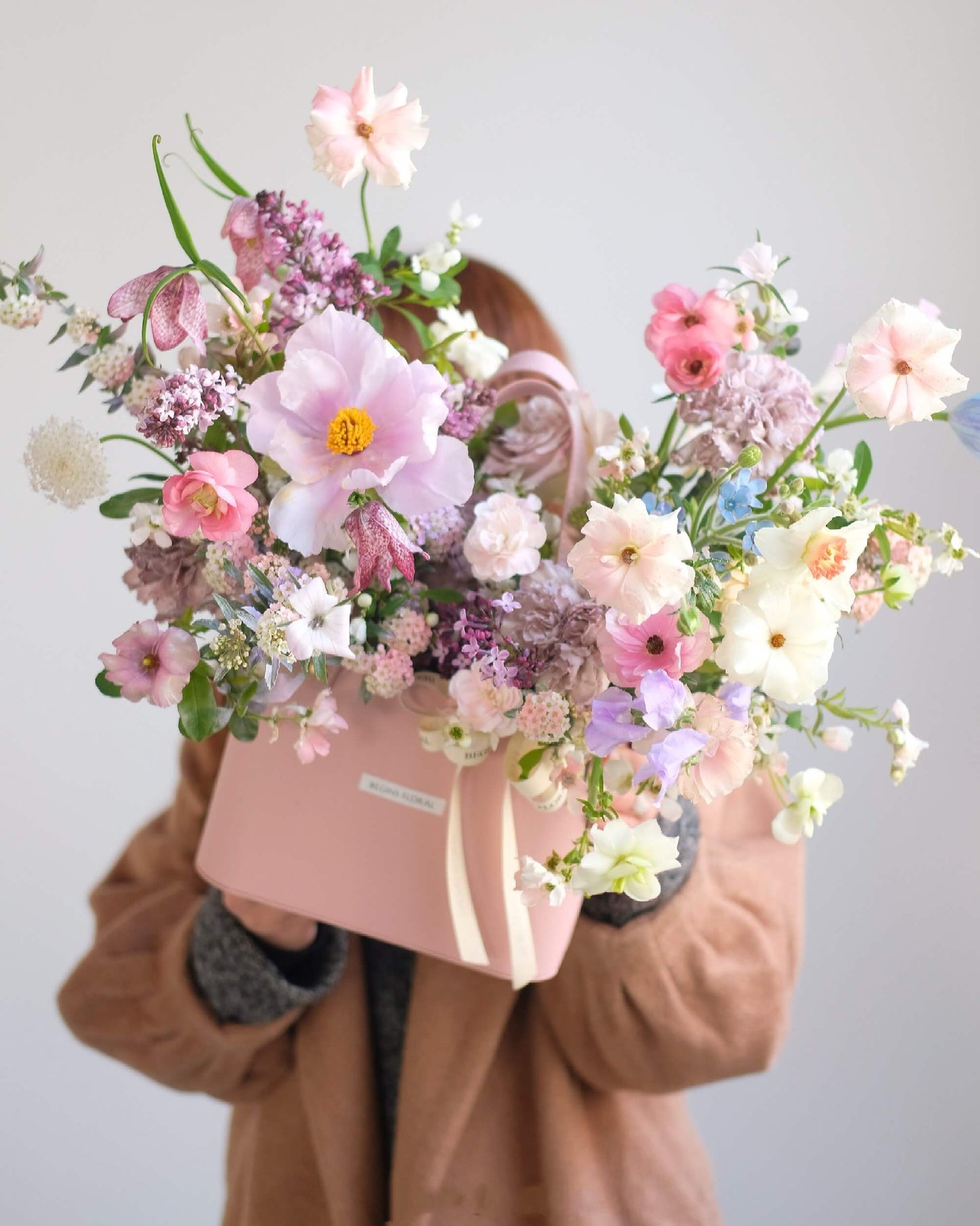 Leather Handbag Flower Gift Box For Florist and Flower Arrangement